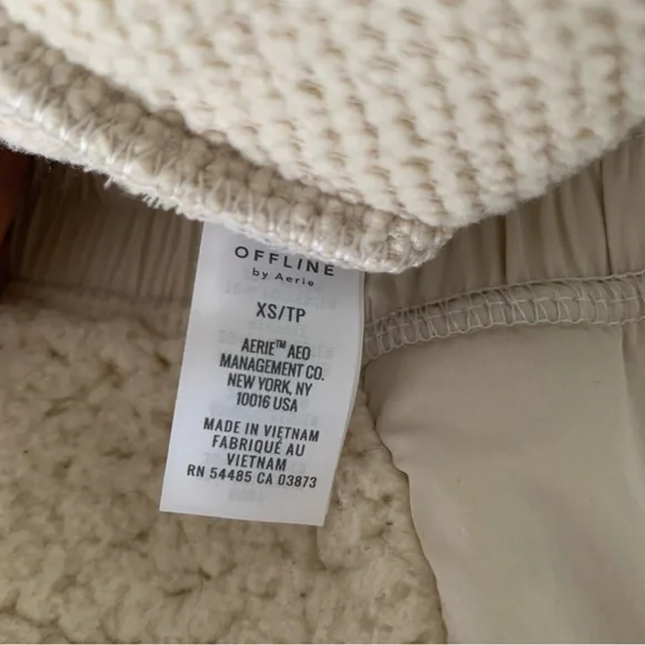 Aerie Cream Sherpa Women’s Jogger Pants XS Cozy Neutral Aesthetic - Picture 7 of 14